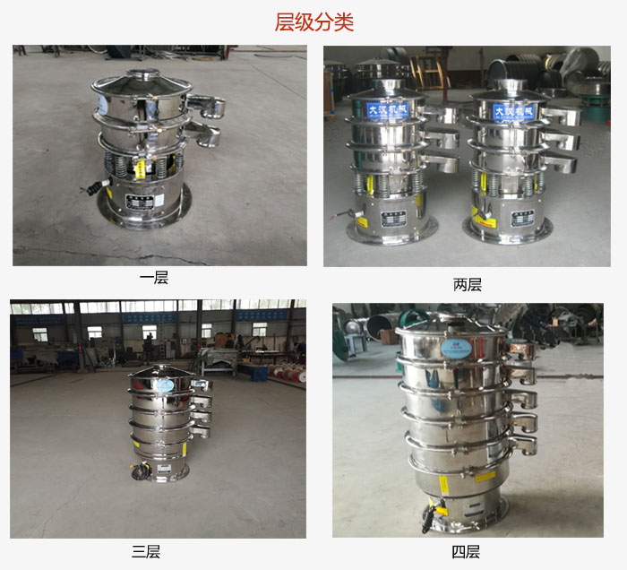 小型不銹鋼振動(dòng)篩層級(jí)展示：一層，兩層，三層，四層等。