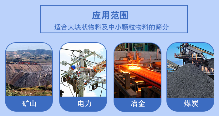 礦業(yè)振動篩應(yīng)用行業(yè)：適合大塊狀物料及中小顆粒物料的篩分：礦山，電力，冶金，煤炭等。